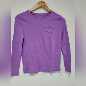 Purple long sleeve tshirt with heart pocket size 10-12